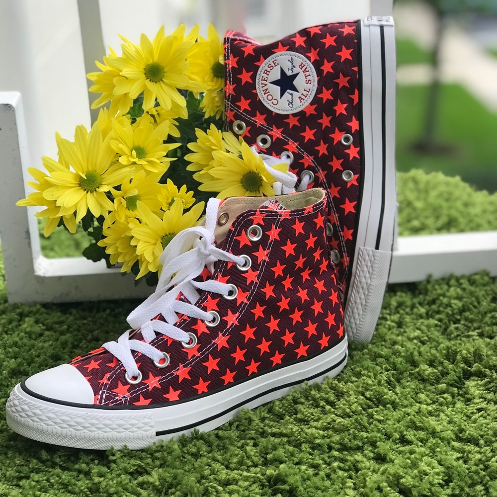 Converse Ctas HI Star Repeat Burgundy W AUTHENTIC - Picture 5 of 6